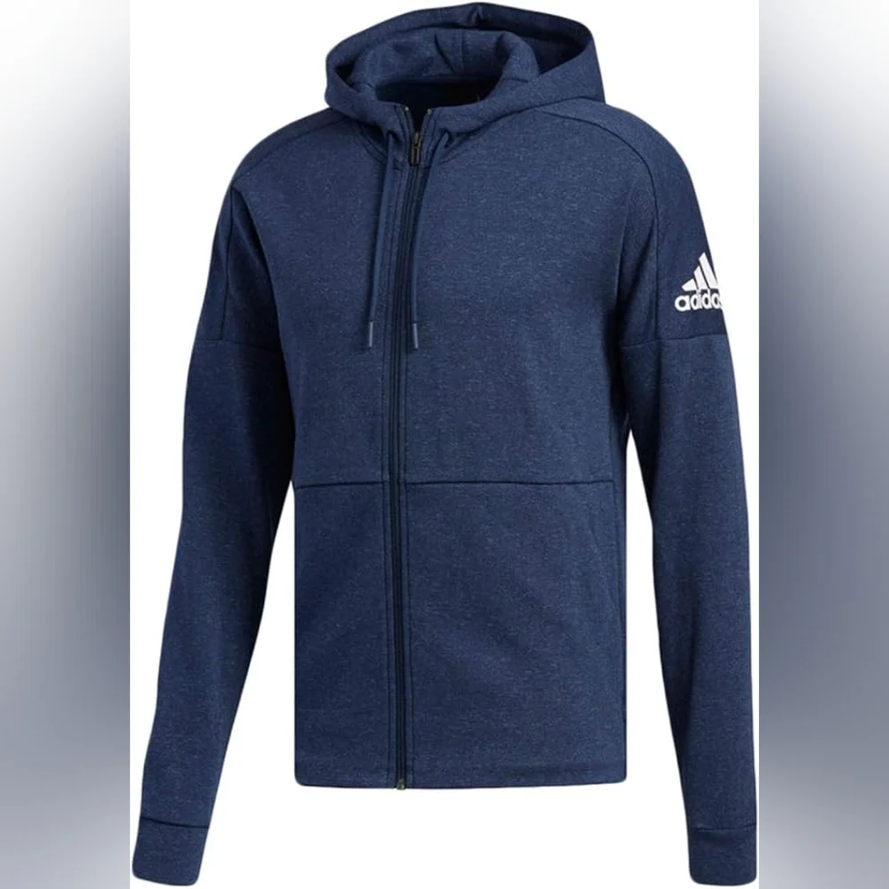 Men's adidas Id Stadium Fz Knit Gray Jacket DU1136 Hoodie Blue Nwot